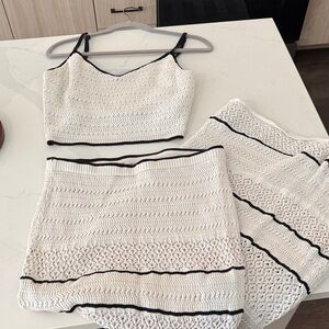 Abercrombie & Fitch White and Black Crochet Maxi Dress